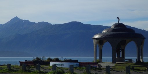 Raven atop the Searfarer's Memorial in Homer