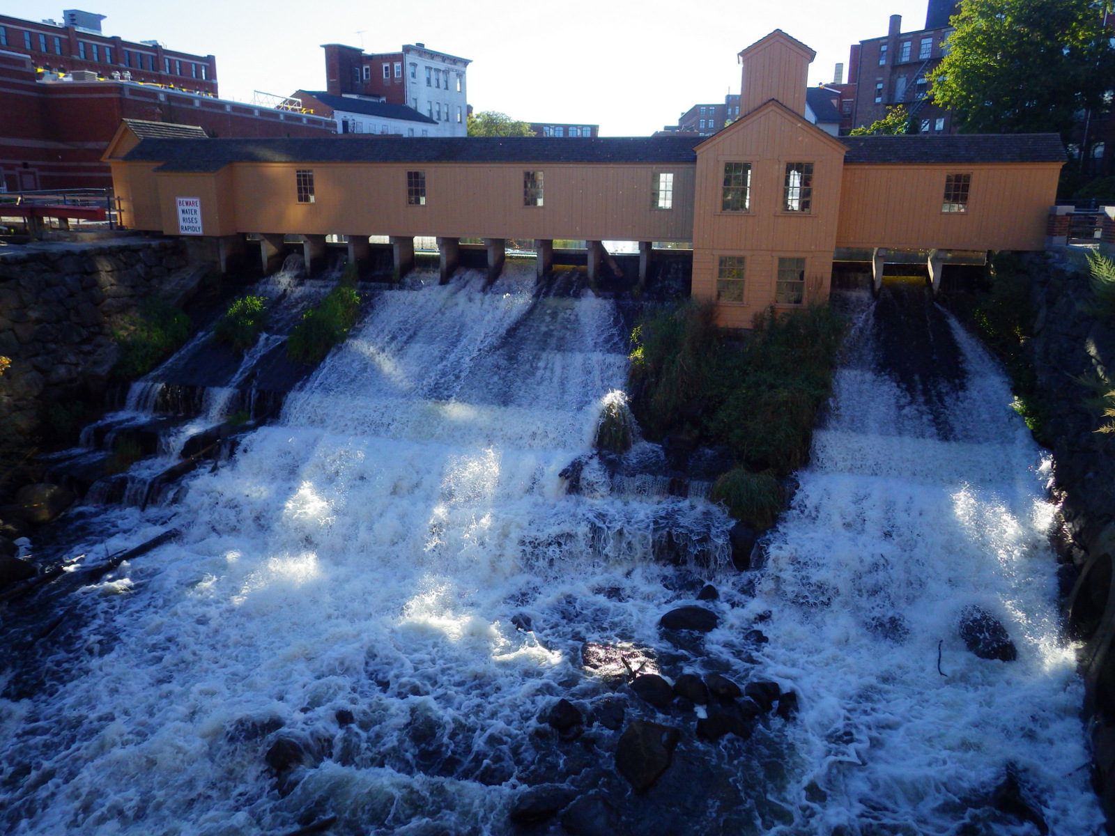 A dam on the canal system in Lowell