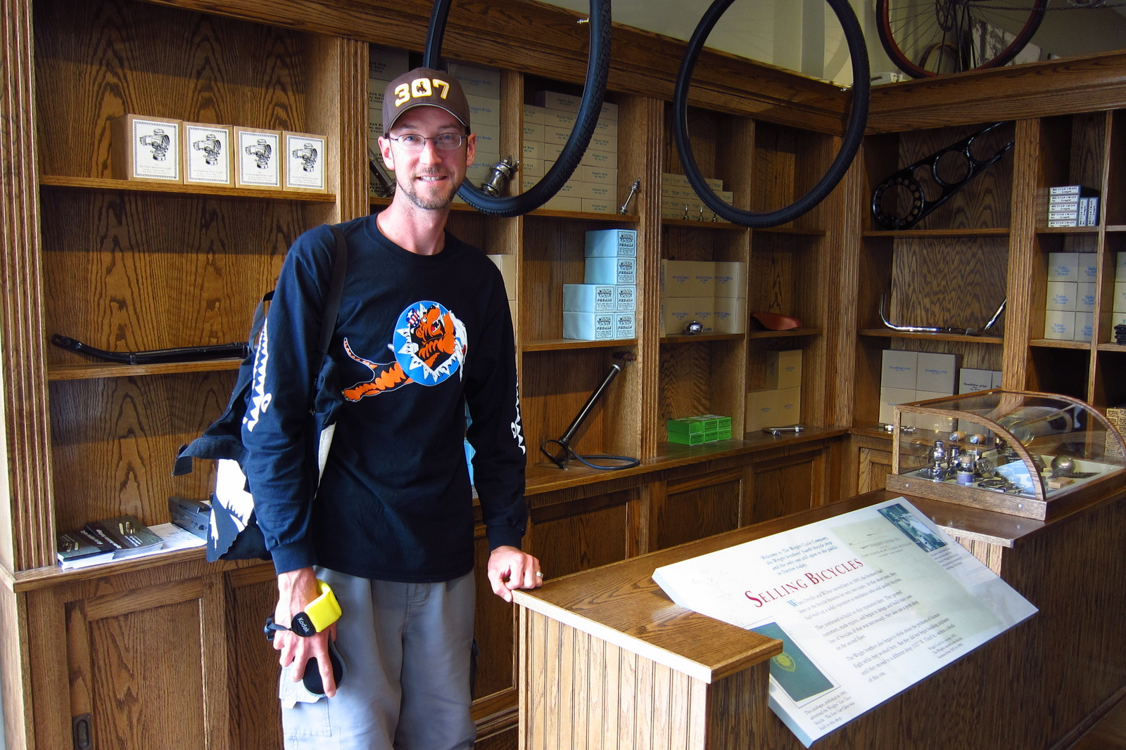 The sales counter for the Wright brothers shop