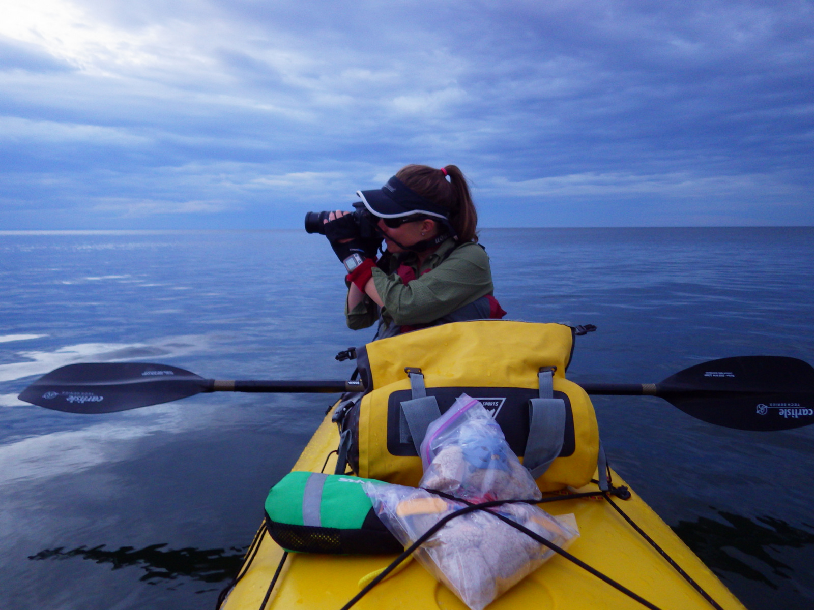 Tiff taking pictures on Bananas (with Wondon in his baggies)