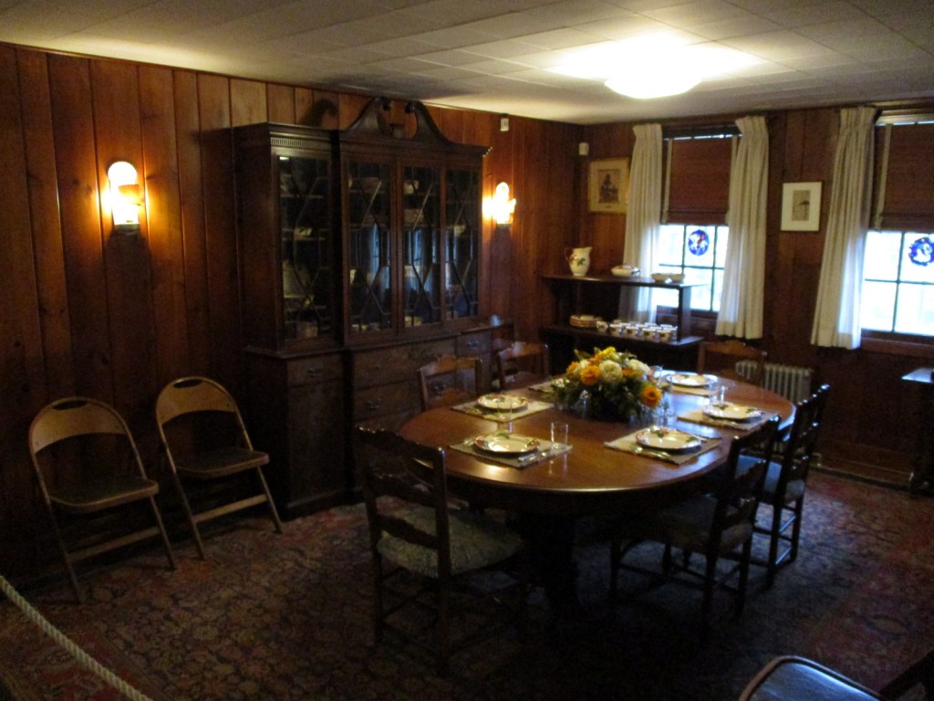 The folding metal chairs are authentic